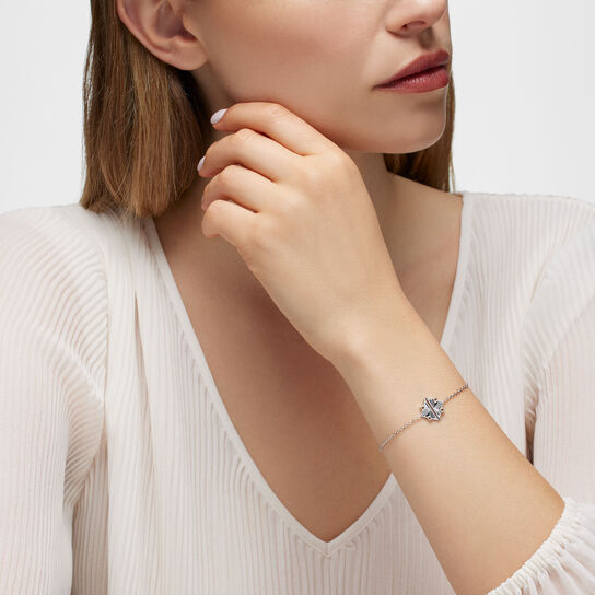 Birks Muse Guilloch&eacute; Sterling Silver Bracelet, Small 450018473745 on Model image number 1